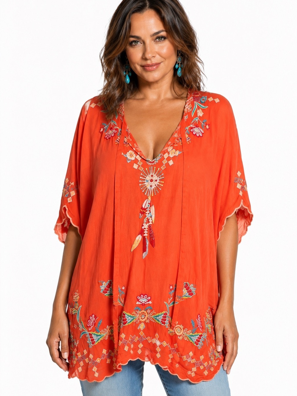 Johnny Was heavily embroidered Dakota poncho top NWT